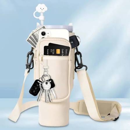 Tumbler Bag - Portable Water Bottle Carrier Sleeve With Adjustable Shoulder Strap