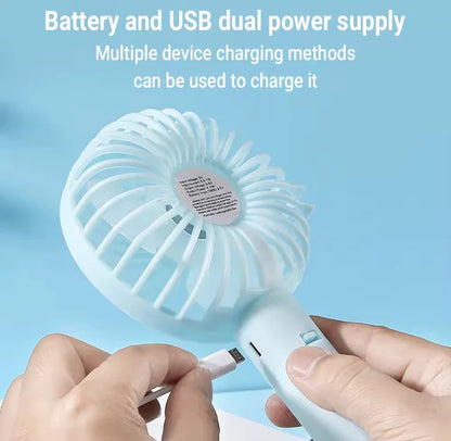 Portable Hand Fan Mini Desktop Cooling Fan Rechargeable Personal Air Fan Random Color
