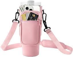 Tumbler Bag - Portable Water Bottle Carrier Sleeve With Adjustable Shoulder Strap